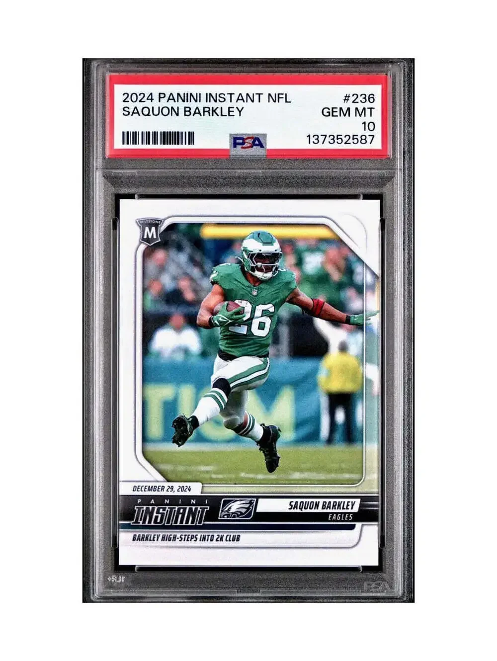 Saquon Barkley 2024 Panini Milestone NFL #236 Eagles 1 of 809 PSA 10 Gem Mint